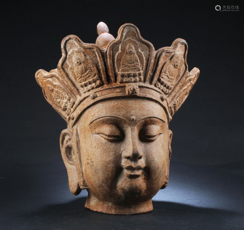 A Large Metal Buddha Head
