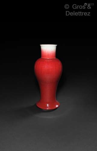 Vase langyao, en porcelaine émaillé sang de bœuf sur fond be...