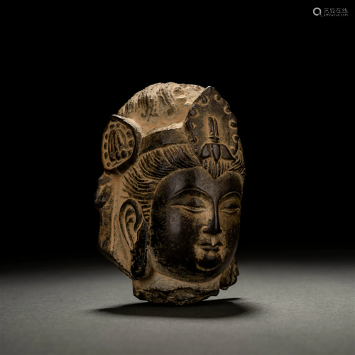 Carved Stone Head Of Bodhisattva