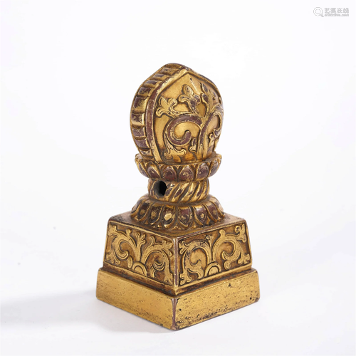 Gilt-Bronze Buddhist Wheel Seal