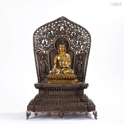 Gilt-Bronze Figure Of Shakyamuni With Stand