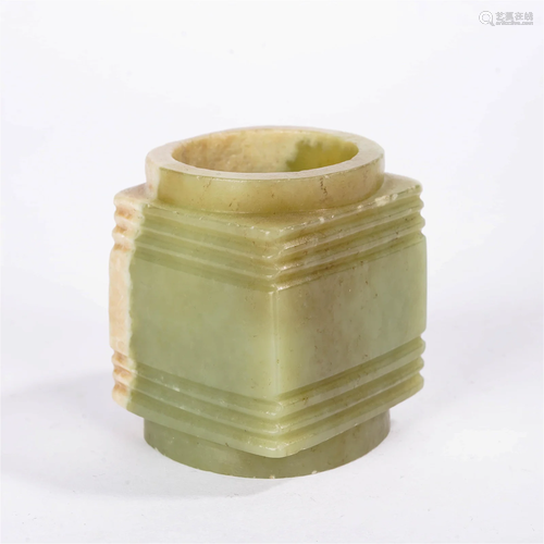 Carved Russet Jade Cong