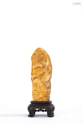 Carved Shoushan Stone Scholar Ornament