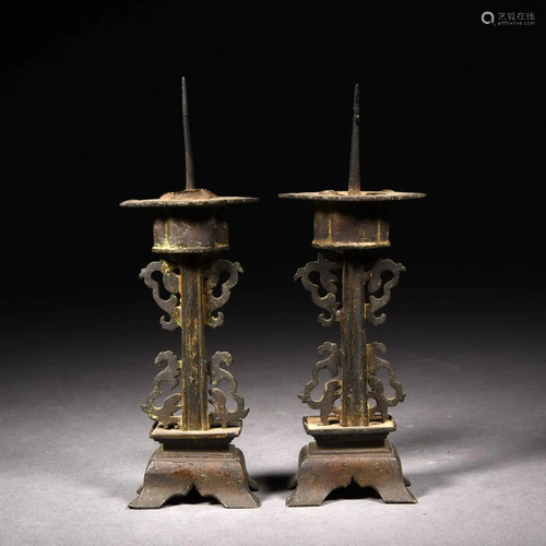 Pair Of Bronze Candlesticks