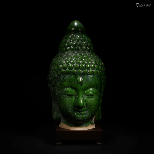 Green Glaze Head Of Buddha