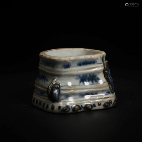 Blue And White Bamboo-Form Water Pot