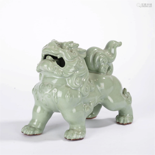 Celadon-Glazed Auspicious Beast Ornament