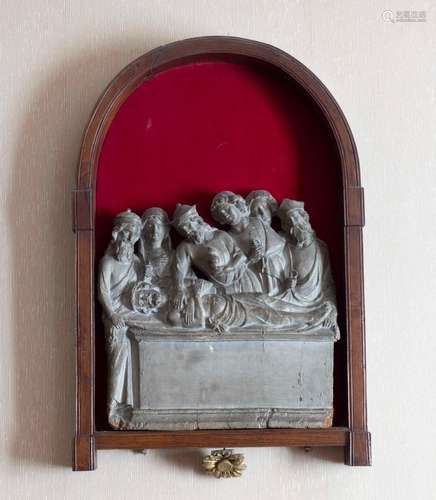 La mise au tombeau du ChristSculpture en relief en bois tein...