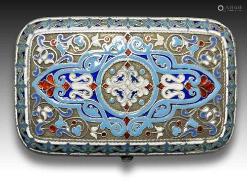 Russian imperial period Moskva Khlebnikov Enamel Tobacco Cas...