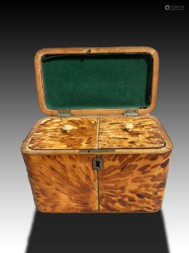 English Regency Period Tortoiseshell Tea Caddy, Early 19th C...