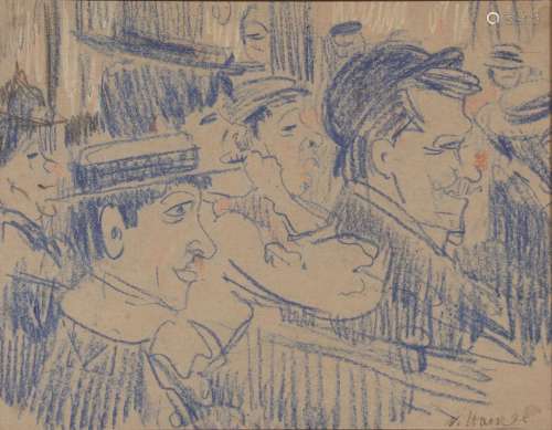 Willem VAN HASSELT (1882-1963) "Le parterre" crayo...