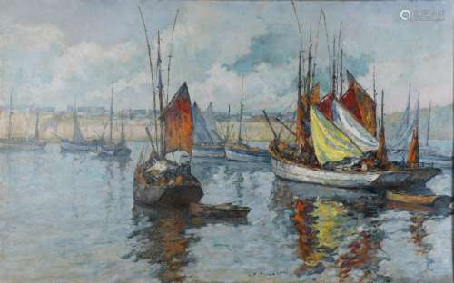 Georges Pierre GUINEGAULT (1893-1982) "Le port de Conca...