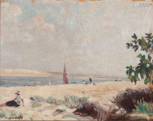 Willem VAN HASSELT (1882- 1963) "Sur la plage" (en...