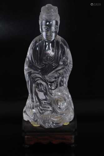 "Bodhisattva au ruyi" sujet en cristal de roche sc...