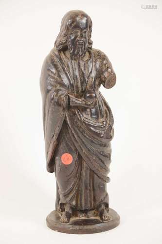 Christ ou saint personnage en chêne sculpté en ronde-bosse t...