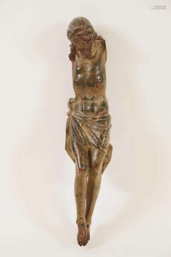 Christ en bois sculpté et polychromé. Tête inclinée vers son...