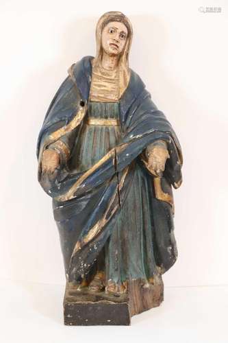 "Vierge de douleur" Sujet en bois sculpté polychro...