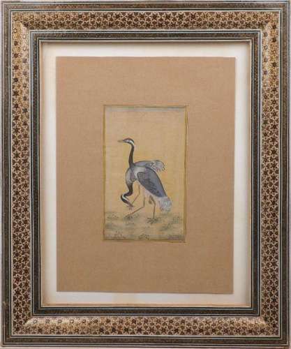A Mughal Gouache on paper depicting a crane