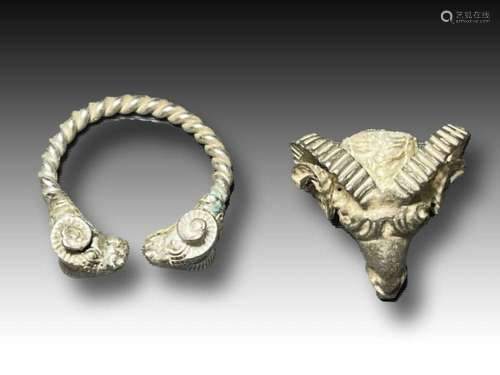 Silver Greek Roman Rings Depicting Rams Head