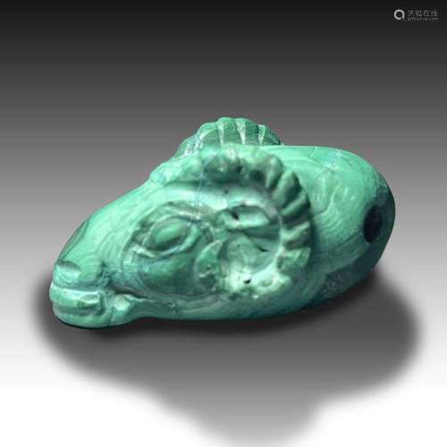 Archaic Greek Malachite Pendant In The Shape Of A Ram Head, ...