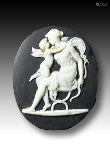 A GREEK CAMEO OF A CUPID & GODDESS