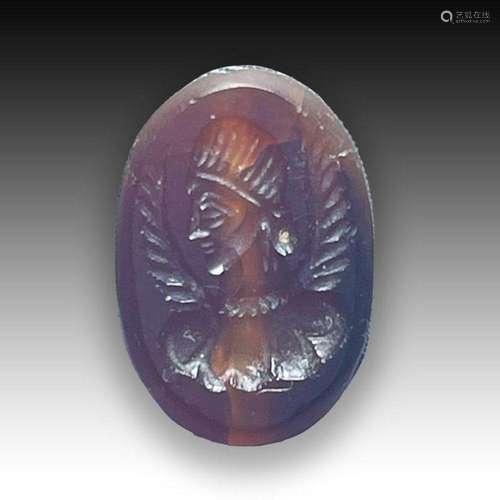 A PERSIAN SASANIAN INTAGLIO DEPICTING AN EMPRESS