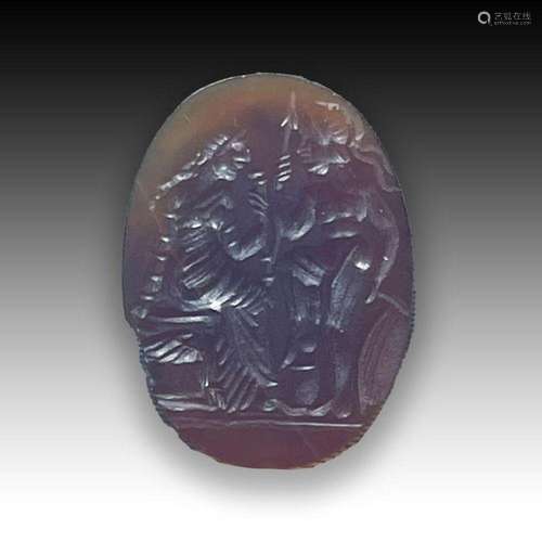 A ROMAN INTAGLIO DEPICTING ATHENA AND MERCURY