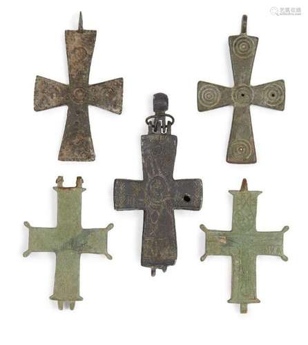 A group of Byzantine bronze cross pendants, circa 5th-10th c...