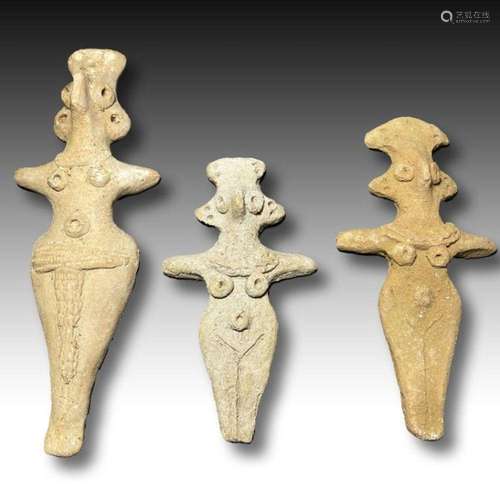 THREE SYRIAN TERRACOTTA IDOLS CIRCA LATE 3RD-EARLY 2ND MILLE...