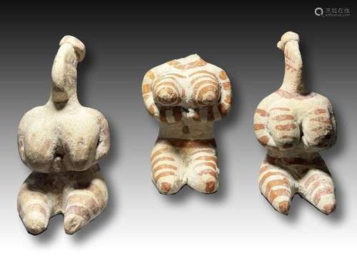 THREE SYRIAN TERRACOTTA FEMALE FIGURE TEL HALAF CULTURE, CIR...