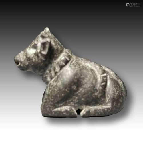 A MESOPOTAMIAN GRANITE RECUMBENT BULL LATE URUK-JEMDET NASR ...