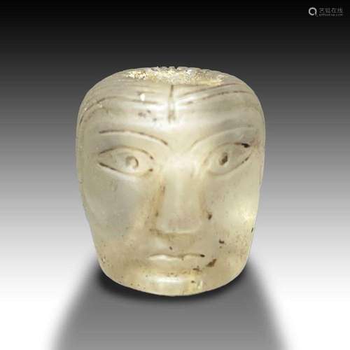 A RARE WESTERN ASIATIC ROCK CRYSTAL HAIR BEAD, DEPICITING TH...