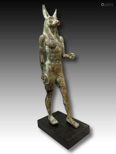 AN EGYPTIAN BRONZE ANUBIS LATE PERIOD, DYNASTY XXVI-XXX, 664...