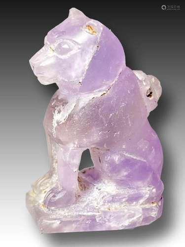 AN EGYPTIAN AMETHYST CAT AMULET