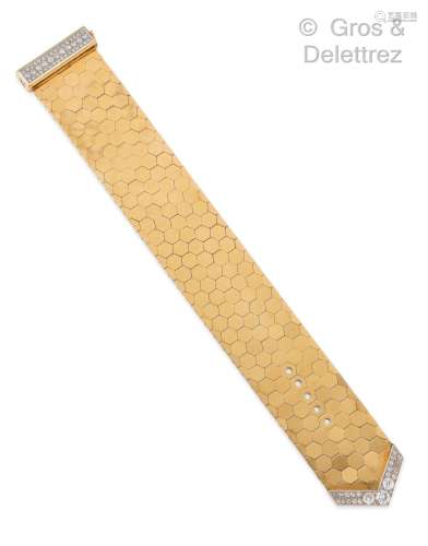 Bracelet « Ceinture » en or jaune et platine, composé d’un n...
