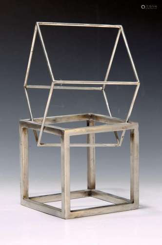 Unknown contemporary sculptor, two-part steel cube object