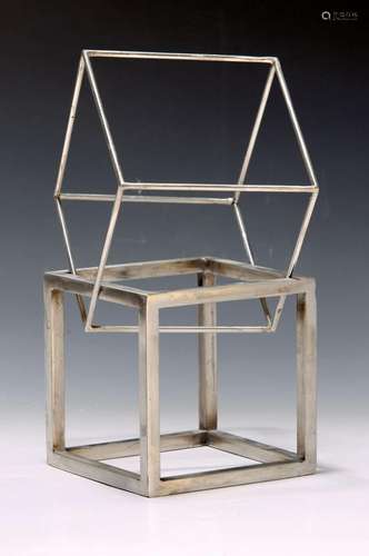 Unknown contemporary sculptor, two-part steel cube object