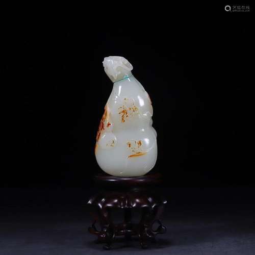 CHINESE HETIAN JADE DOUBLE-GOURD-FORM ORNAMENT