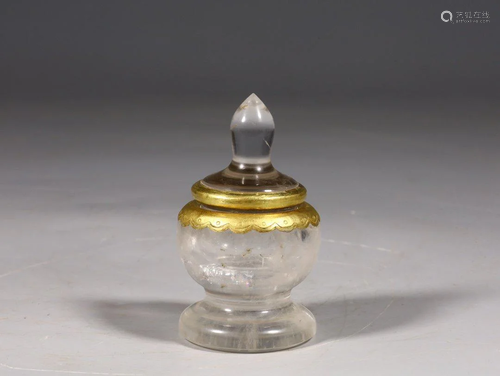 Crystal Gold Wrapped Buddhist Bone Relic Case