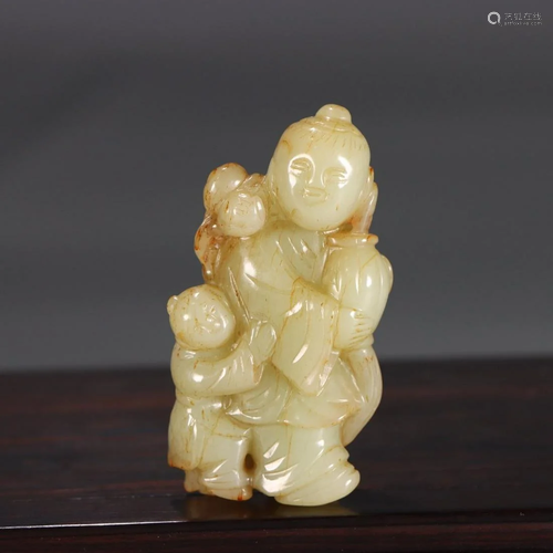 Qing Dynasty - Hetian Jade Boys Ornament