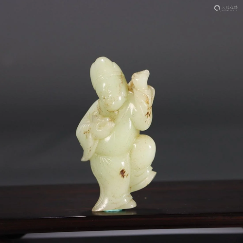 Qing Dynasty - Hetian Jade Standing Figure