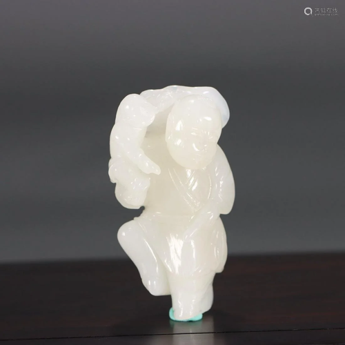 Hetian Jade Lotus & Boy Ornament