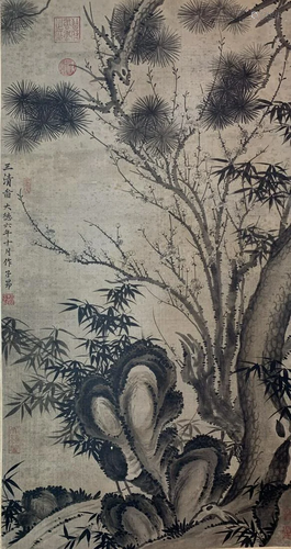 Yuan Dynasty - Silk Hanging Scroll Painting