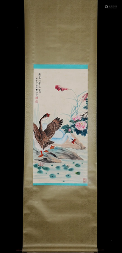 Tian Shiguang Floral Hanging Scroll Painting