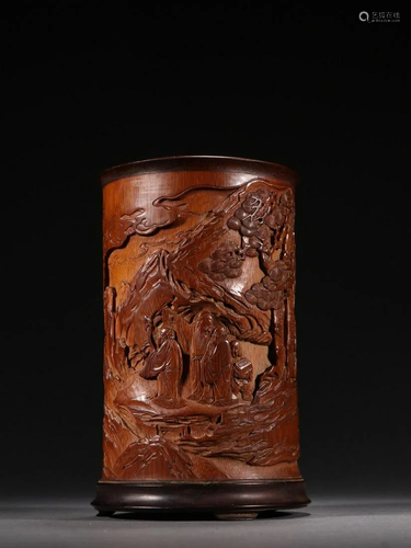 Bamboo Carved Character Story Brush Pot