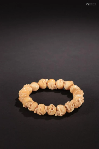 Tooth Carved Bone Bead Bracelet