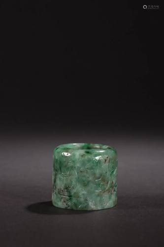 Qing Dynasty - Jadeite Landscape Character Ring