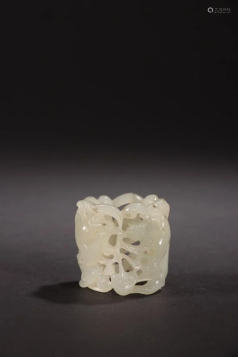 Qing Dynasty - Hetian Jade Dragon & Phoenix çº¹Ring