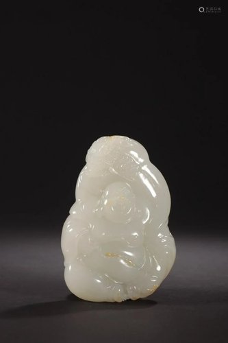 Qing Dynasty - Hetian Jade Stone Buddha Ornament