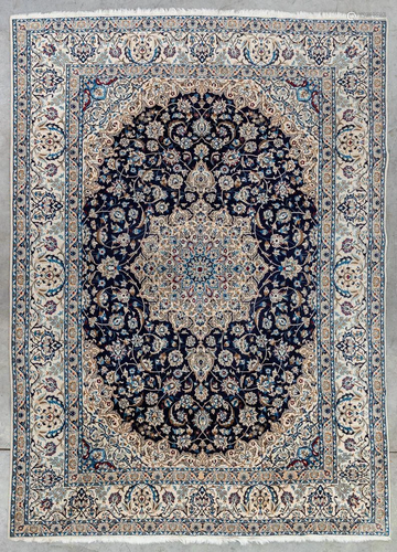 An Oriental hand-made carpet, wool and silk, Nain (338 x 248...